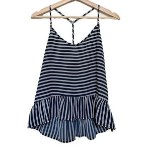 Abercrombie and Fitch Navy Blue White Striped Strappy Cami Tank Top Womens Shirt
